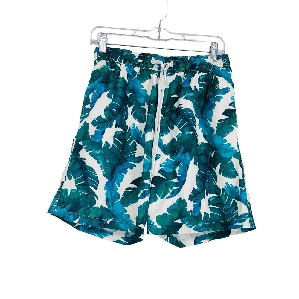 Men's Calvin Klein Swimwear‎ Swim Trunks Bathing Suit Size Small Palm Leafs NWOT